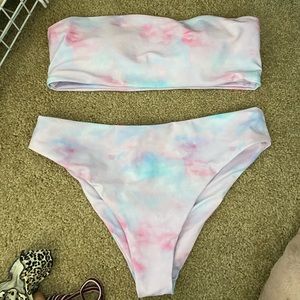 Tye dye strapless bikini
